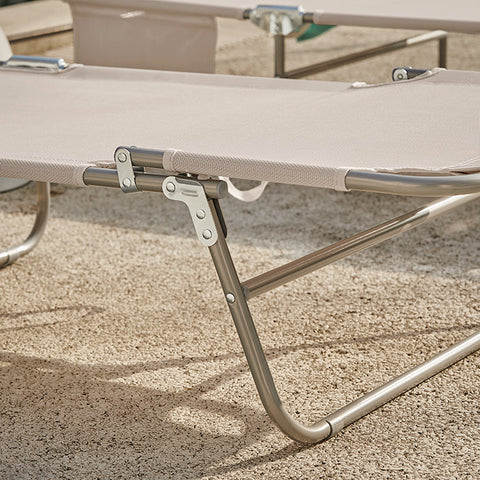 Rootz Adjustable Sun Lounger with Canopy - Garden Lounger - Beach Lounger - Durable Metal Frame - Synthetic Fiber Fabric - Storage Pocket - 195cm x 90cm x 63cm