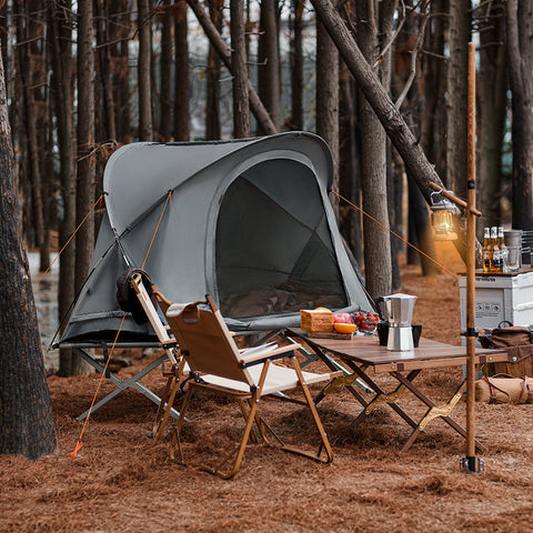 Rootz 4-in-1 Camping Tent Kit - Camp Bed - Camping Lounger - Sleeping Bag - Durable Oxford Nylon - Easy Transport - Mosquito Protection - 194cm x 147cm x 87cm