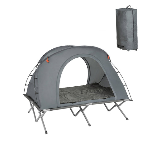 Rootz 4-in-1 Camping Tent Set - Camp Bed - Camping Lounger - Sleeping Bag - Durable Oxford Nylon - Easy Transport - Mosquito Protection - 194cm x 157cm x 145cm
