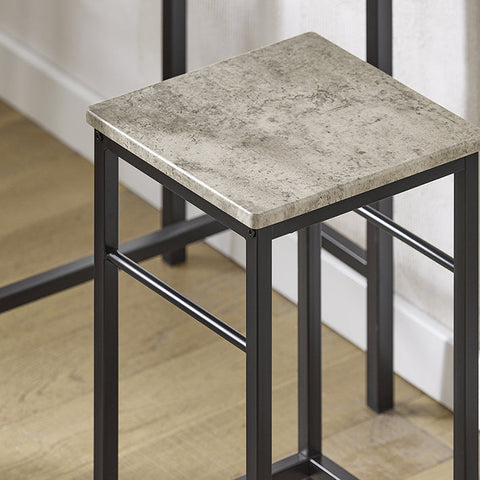 Rootz 3-Piece Bar Table Set - Bar Stools - Dining Set - MDF Veneer Top - Durable & Lightweight - Easy Maintenance - Table: 80cm x 87cm x 50cm, Stools: 32cm x 57cm x 32cm