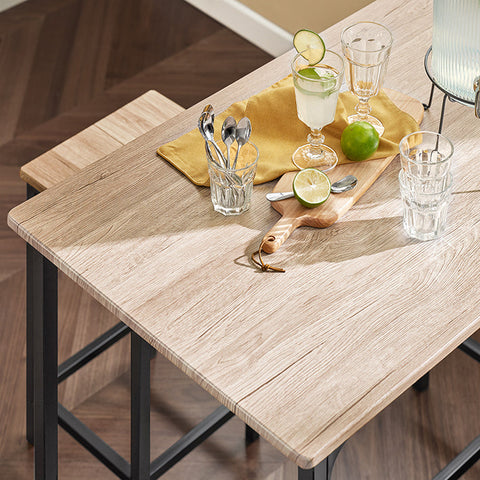 Rootz 5-Piece Bar Table Set - Bar Stools - Dining Set - Sturdy Metal Frame - High Load Capacity - Space-Saving Design - Table: 100cm x 87cm x 60cm; Stools: 32cm x 57cm x 32cm