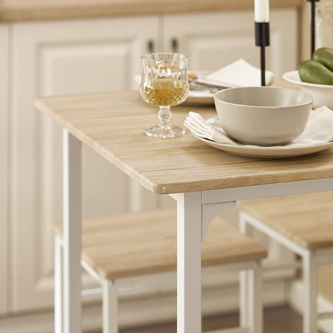 Rootz 5-Piece Bar Table Set - Bistro Table - Dining Set - Sturdy Metal Frame - MDF Veneer Top - Versatile Design - Ideal for Small Spaces - Table: 100cm x 87cm x 60cm, Chairs: 32cm x 57cm x 32cm