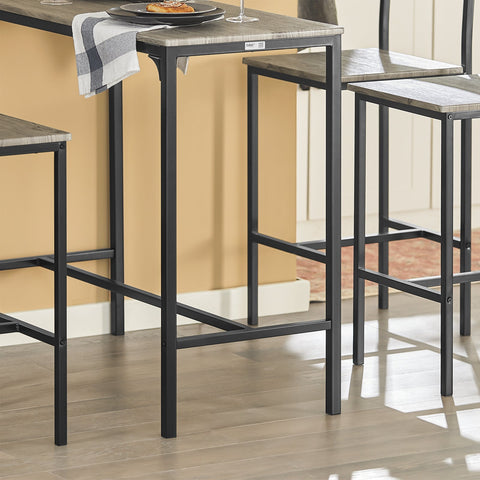 Rootz 5-Piece Bar Table Set - Kitchen Dining Set - Garden Furniture - Durable MDF & PVC Top - Sturdy Metal Frame - 100cm x 87cm x 45cm Table, 39cm x 95cm x 41cm Stools