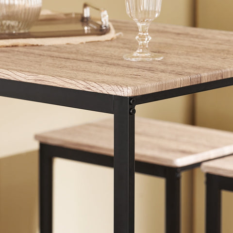 Rootz 5-Piece Bar Table Set - Bar Stools - Dining Set - MDF Top with PVC, Metal Frame - Versatile, Durable, Easy Maintenance - Table: 100cm x 96cm x 60cm, Stools: 40cm x 67cm x 30cm