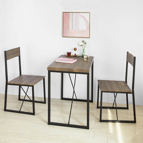 Rootz 3-Piece Dining Set - Compact Kitchen Table with 2 Stools - Space-Saving Design - Scratch-Resistant Floor Protectors - MDF Veneer Top - Metal Frame - Table: 80cm x 75cm x 50cm, Stool: 41cm x 89cm x 44cm