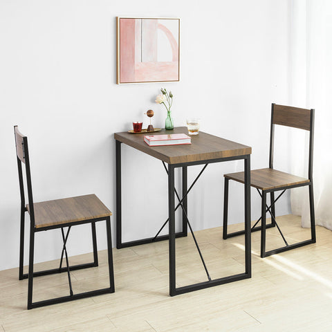 Rootz 3-Piece Dining Set - Compact Kitchen Table with 2 Stools - Space-Saving Design - Scratch-Resistant Floor Protectors - MDF Veneer Top - Metal Frame - Table: 80cm x 75cm x 50cm, Stool: 41cm x 89cm x 44cm