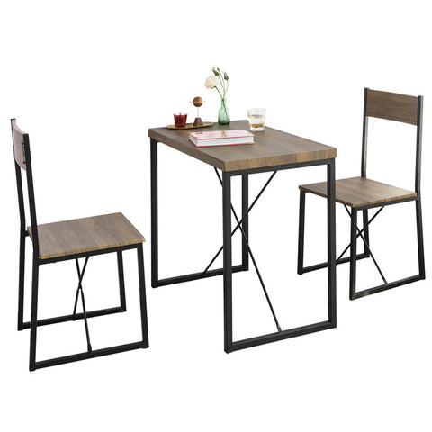 Rootz 3-Piece Dining Set - Compact Kitchen Table with 2 Stools - Space-Saving Design - Scratch-Resistant Floor Protectors - MDF Veneer Top - Metal Frame - Table: 80cm x 75cm x 50cm, Stool: 41cm x 89cm x 44cm