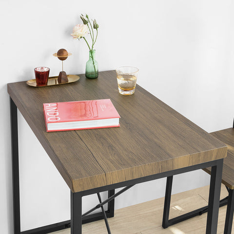 Rootz 3-Piece Dining Set - Compact Kitchen Table with 2 Stools - Space-Saving Design - Scratch-Resistant Floor Protectors - MDF Veneer Top - Metal Frame - Table: 80cm x 75cm x 50cm, Stool: 41cm x 89cm x 44cm