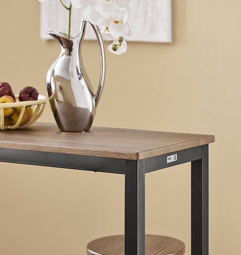 Rootz 5-Piece Bar Table Set - Kitchen Dining Combo - Garden Furniture Set - MDF with PVC Top - Sturdy Metal Frame - High Load Capacity - 120cm x 100cm x 40cm Table, 31cm x 65cm x 31cm Stools