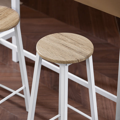 Rootz 5-Piece Bar Table Set with 4 Stools - Dining Set - Breakfast Counter - Sturdy Metal Frame - High Load Capacity - Ideal for Kitchen, Dining Room, Garden - White-Natural - 120cm x 100cm x 40cm