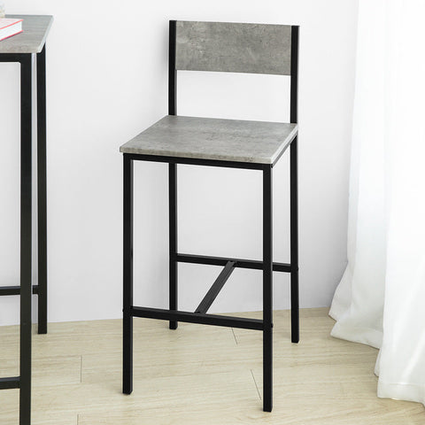 Rootz 3-Piece Bar Table Set - Bar Stools - Dining Set - MDF Tabletop - Sturdy Metal Frame - Ideal for Kitchen & Garden - 60cm x 97cm x 60cm - Gray