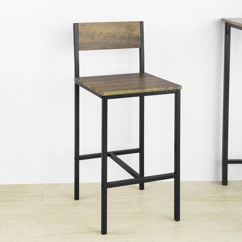 Rootz 3-Piece Bar Table Set - Kitchen Dining Combo - Garden Bar Counter - Sturdy MDF and PVC Top - Metal Frame - Load Capacity up to 120kg - Dimensions: Table 60cm x 97cm x 60cm, Stools 39cm x 96cm x 41cm