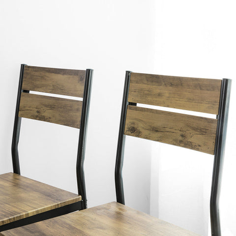 Rootz 5-Piece Dining Set - Kitchen Table - Office Table - MDF Veneer Top - Sturdy Metal Frame - Industrial Design - Table: 110cm x 76cm x 70cm, Chair: 39cm x 82cm x 42cm