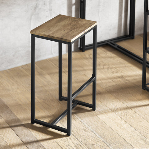Rootz 3-Piece Bar Table Set - Bar Table with 2 Chairs - Dining Set - MDF Tabletop with PVC - Metal Frame - Space-Saving Storage Shelves - Ideal for Kitchen, Dining Room, Garden - 110cm x 97cm x 61cm