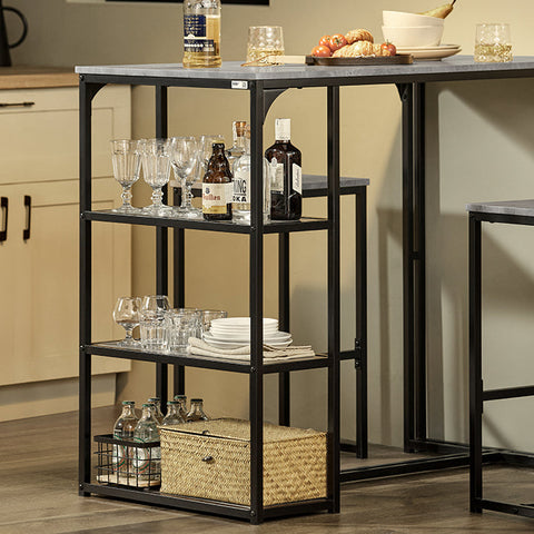 Rootz 3-Piece Bar Table Set - Dining Table with 2 Stools - Kitchen Counter Set - Space-Saving Design - Sturdy Metal Frame - Ideal for Kitchen, Dining Room, Garden - Light Gray - Table: 110cm x 97cm x 60cm, Stools: 38cm x 67.5cm x 30cm