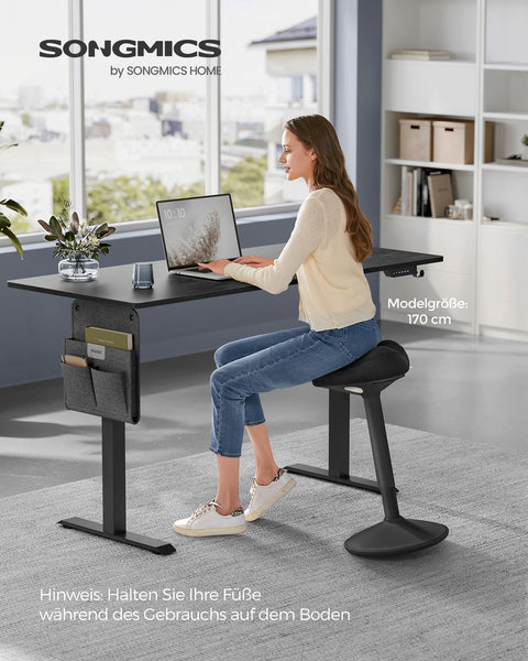 Rootz Standing Stool - Black Bar Stool - Adjustable Seat - Lightweight - Durable Construction - 58-83cm x 34cm x 36cm - 5.9kg - 120kg Capacity