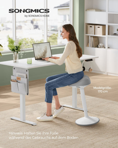 Rootz Standing Stool - Gray Seat - Adjustable Height - Lightweight - Durable - Plastic Foam Plywood Steel - 58-83cm x 34cm x 36cm - 5.9kg - 120kg Capacity