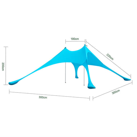 Rootz Outdoor Canopy - Sun Shade - Beach Tent - UPF30+ Protection - 300cm x 300cm x 200cm - Lightweight 1.92kg - Portable - Easy Assembly