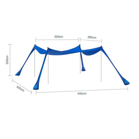 Rootz Sun Shade Sail Canopy - Beach Tent - Camping Canopy - Provides UV Protection - 400cm x 400cm x 200cm
