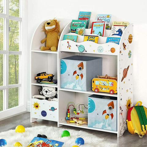 Rootz Children's Toy Shelf - Kids Bookcase - Toy Organizer - Storage Box - Classic White - 93cm x 30cm x 100cm