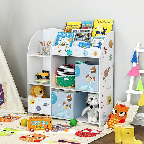 Rootz Children's Toy Shelf - Kids Bookcase - Toy Organizer - Storage Box - Classic White - 93cm x 30cm x 100cm