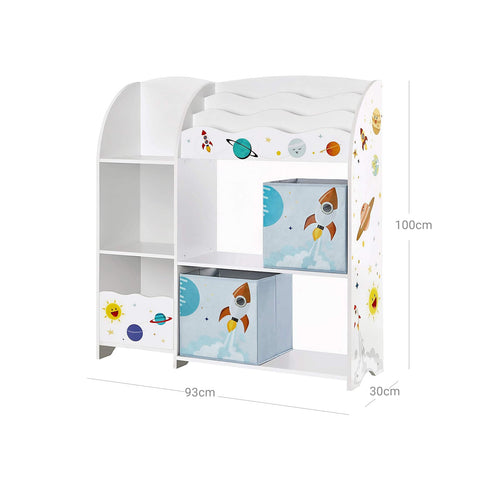 Rootz Children's Toy Shelf - Kids Bookcase - Toy Organizer - Storage Box - Classic White - 93cm x 30cm x 100cm