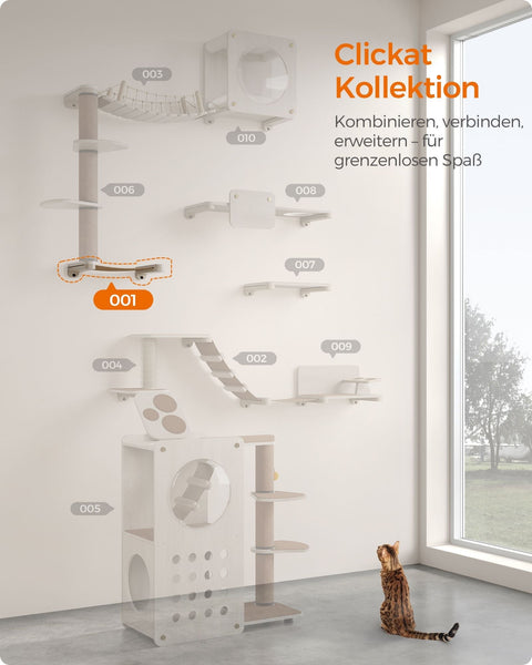 Rootz Wall-Mounted Cat Hammock - Cat Bed - Pet Lounger - Space-saving - 46.6cm x 28cm x 7.4cm