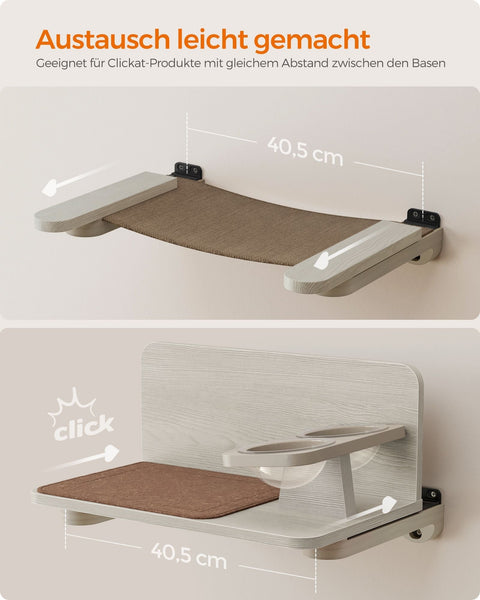 Rootz Wall-Mounted Cat Hammock - Cat Bed - Pet Lounger - Space-saving - 46.6cm x 28cm x 7.4cm