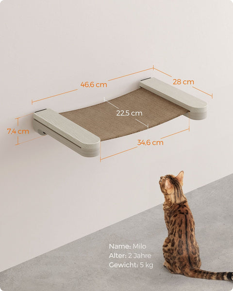 Rootz Wall-Mounted Cat Hammock - Cat Bed - Pet Lounger - Space-saving - 46.6cm x 28cm x 7.4cm