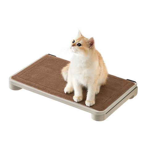 Rootz Cat Wall Shelf - Cat Perch - Cat Climbing Shelf - Chipboard - Pine Wood - Felt - 46.6cm x 28cm x 7.4cm - Oatmeal Brown Coffee Brown - 2.2kg - 38.5kg Max Load Capacity
