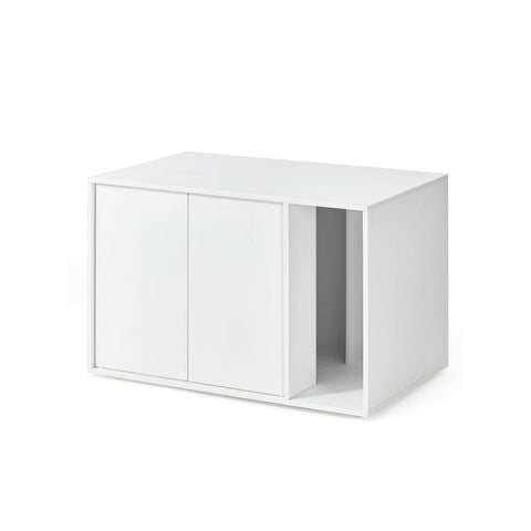 Rootz Cat Litter Box Cabinet - Cat Enclosure - Pet Furniture - Push-to-Open Doors - Snow White - 80cm x 50cm x 50cm