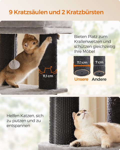 Rootz Scratching Post - Cat Tree - Cat Tower - Self-Warming Blankets - Chipboard - Plush - Sisal - 50cm x 50cm x 160cm