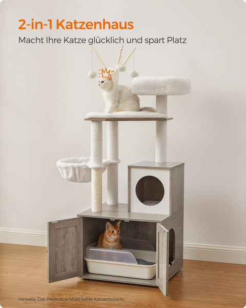 Rootz 2 in 1 Scratching Post - Cat Tree - Scratching Board - Chipboard - Plush - Sisal - Sturdy Construction - Easy Assembly - 57.5cm x 50cm x 140cm
