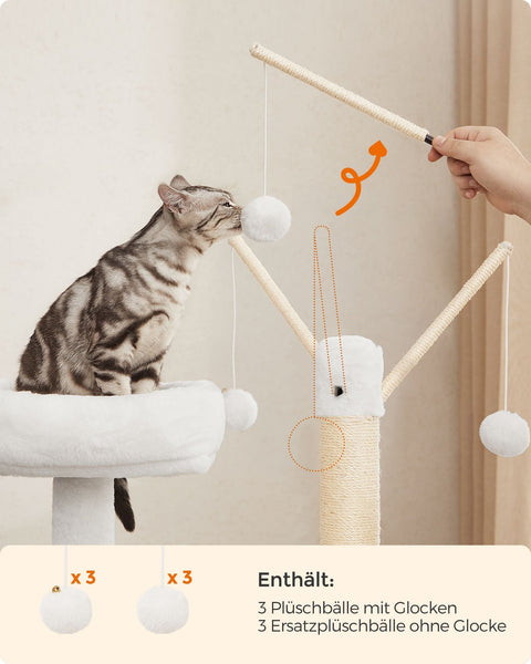 Rootz 2 in 1 Scratching Post - Cat Tree - Scratching Board - Chipboard - Plush - Sisal - Sturdy Construction - Easy Assembly - 57.5cm x 50cm x 140cm