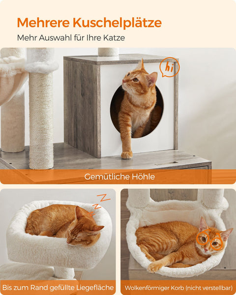 Rootz 2 in 1 Scratching Post - Cat Tree - Scratching Board - Chipboard - Plush - Sisal - Sturdy Construction - Easy Assembly - 57.5cm x 50cm x 140cm