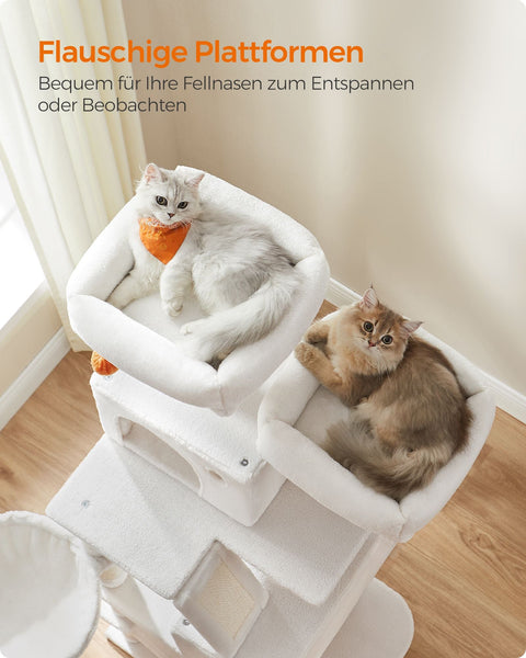 Rootz Cat Scratching Post - Cat Tree - Scratcher - Chipboard - Plush - Sisal - Sturdy Construction - Easy Assembly - 55cm x 45cm x 168cm