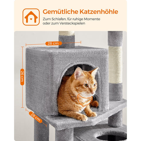 Rootz Cat Scratching Post - Cat Tree - Scratcher - Chipboard - Plush - Sisal - 49cm x 40cm x 155cm