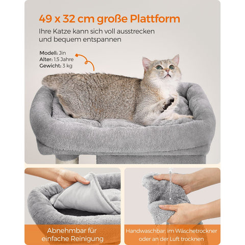 Rootz Cat Scratching Post - Cat Tree - Scratcher - Chipboard - Plush - Sisal - Prevents Tipping - Easy Assembly - 49cm x 32cm x 74cm