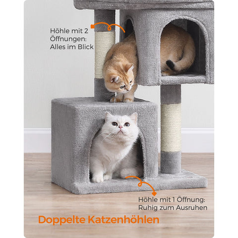 Rootz Cat Scratching Post - Cat Tree - Scratcher - Chipboard - Plush - Sisal - Prevents Tipping - Easy Assembly - 49cm x 32cm x 74cm