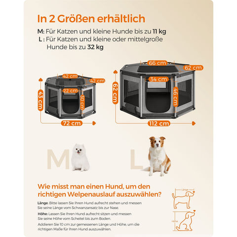 Rootz Oxford Fabric Puppy Playpen - Dog Playpen - Pet Enclosure - PVC Pipes - Lightweight - Portable - Spacious - Dark Gray-Light Gray - 112cm x 112cm x 62cm