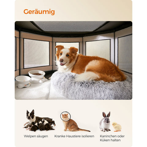 Rootz Oxford Fabric Puppy Playpen - Dog Playpen - Pet Enclosure - PVC Pipes - Lightweight - Portable - Spacious - Dark Gray-Light Gray - 112cm x 112cm x 62cm
