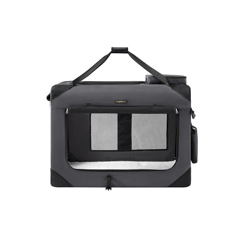 Rootz XXL Gray Dog Box - Pet Crate - Kennel - Metal Frame - 600D Oxford Fabric - PVC Coating - Fleece - Lightweight - Spacious - Portable - 91cm x 63cm x 63cm - Folded 91cm x 63cm x 8cm