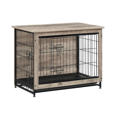 Rootz Heavy-Duty Dog Cage - Pet Crate - Removable Tray - Greige - Chipboard & Steel - Spacious - 82.5cm x 56cm x 64cm