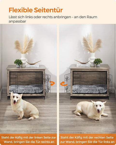 Rootz Heavy-Duty Dog Cage - Pet Crate - Removable Tray - Greige - Chipboard & Steel - Spacious - 82.5cm x 56cm x 64cm