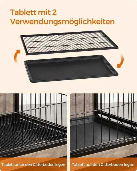 Rootz Heavy-Duty Dog Cage - Pet Crate - Removable Tray - Greige - Chipboard & Steel - Spacious - 82.5cm x 56cm x 64cm