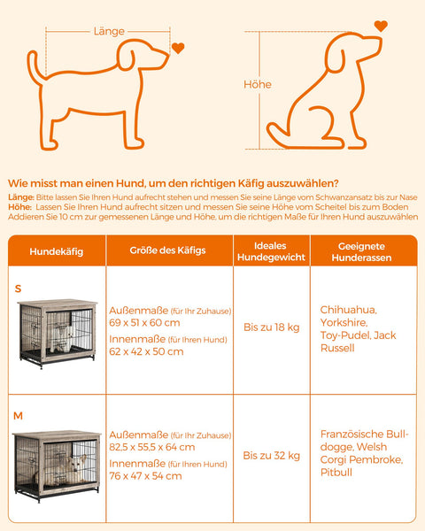 Rootz Heavy-Duty Dog Cage - Pet Crate - Removable Tray - Greige - Chipboard & Steel - Spacious - 82.5cm x 56cm x 64cm