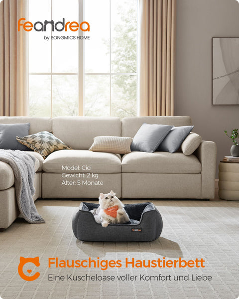 Rootz Dog Bed - Pet Bed - Cushioned Mat - Imitation Linen - Plush Padding - Anti-Slip Fabric - 60cm x 50cm x 21cm