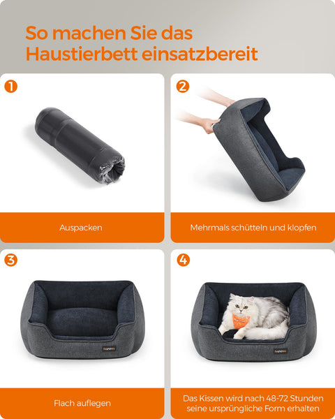 Rootz Dog Bed - Pet Bed - Cushioned Mat - Imitation Linen - Plush Padding - Anti-Slip Fabric - 60cm x 50cm x 21cm