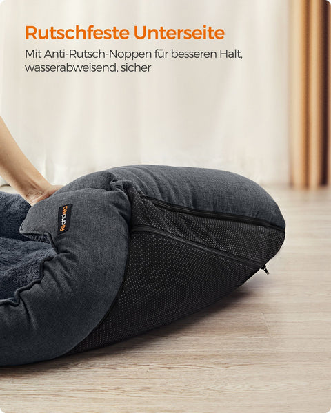 Rootz Plush Dog Bed - Pet Bed - Cozy Bed - Imitation Linen - Anti-Slip Fabric - 120cm x 90cm x 30cm
