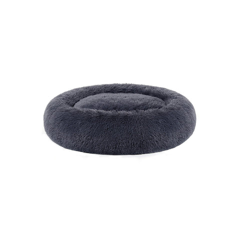 Rootz Fluffy Dog Bed - Pet Bed - Donut Cushion - Plush Fabric - PP Cotton - 90cm x 20cm - Dark Gray - 2.1 kg
